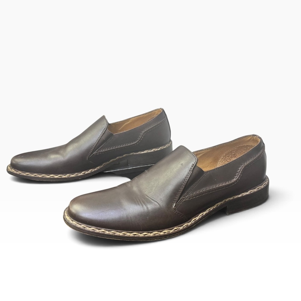 John Varvatos Mens Dark Brown Leather Slip On Loafers F738H3 Size 11M Brazil
